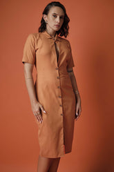 FRONT DETAILED MIDI DRESS